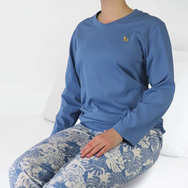 Jorn Cocks Medaillion katoenen dames pyjama lange mouw - Blauwe bloem