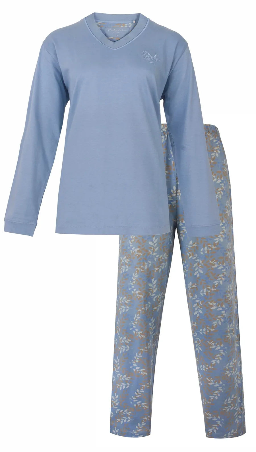 Jorn Cocks Medaillion katoenen dames pyjama lange mouw - Blue