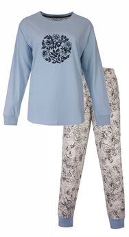 Jorn Cocks Medaillion katoenen dames pyjama lange mouw - Grey Flower