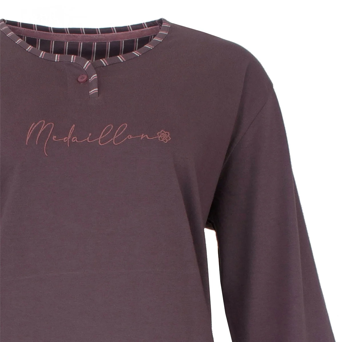 Jorn Cocks Medaillion katoenen dames pyjama lange mouw - Ton sur ton
