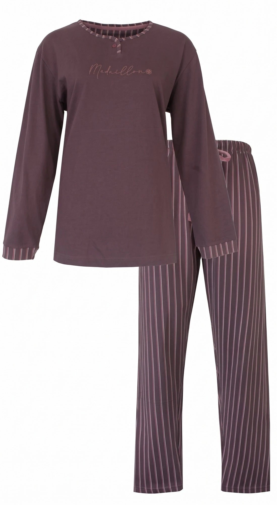 Jorn Cocks Medaillion katoenen dames pyjama lange mouw - Ton sur ton