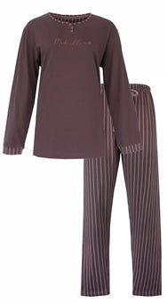 Jorn Cocks Medaillion katoenen dames pyjama lange mouw - Ton sur ton
