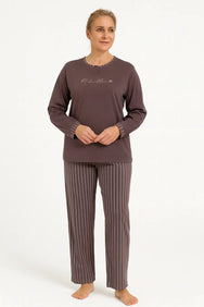 Jorn Cocks Medaillion katoenen dames pyjama lange mouw - Ton sur ton
