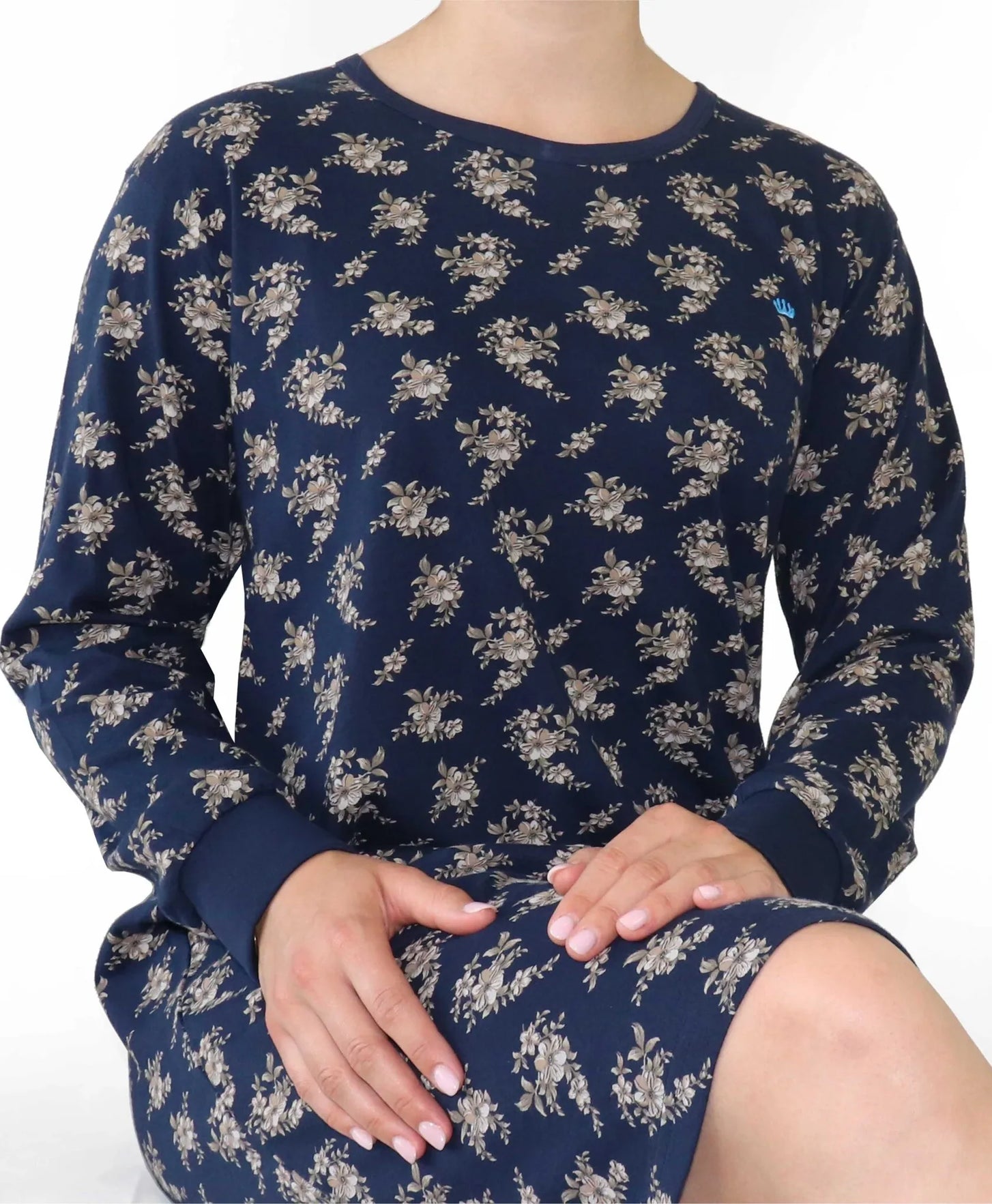 Jorn Cocks Medaillon dames nachthemd lange mouw - Dark Blue