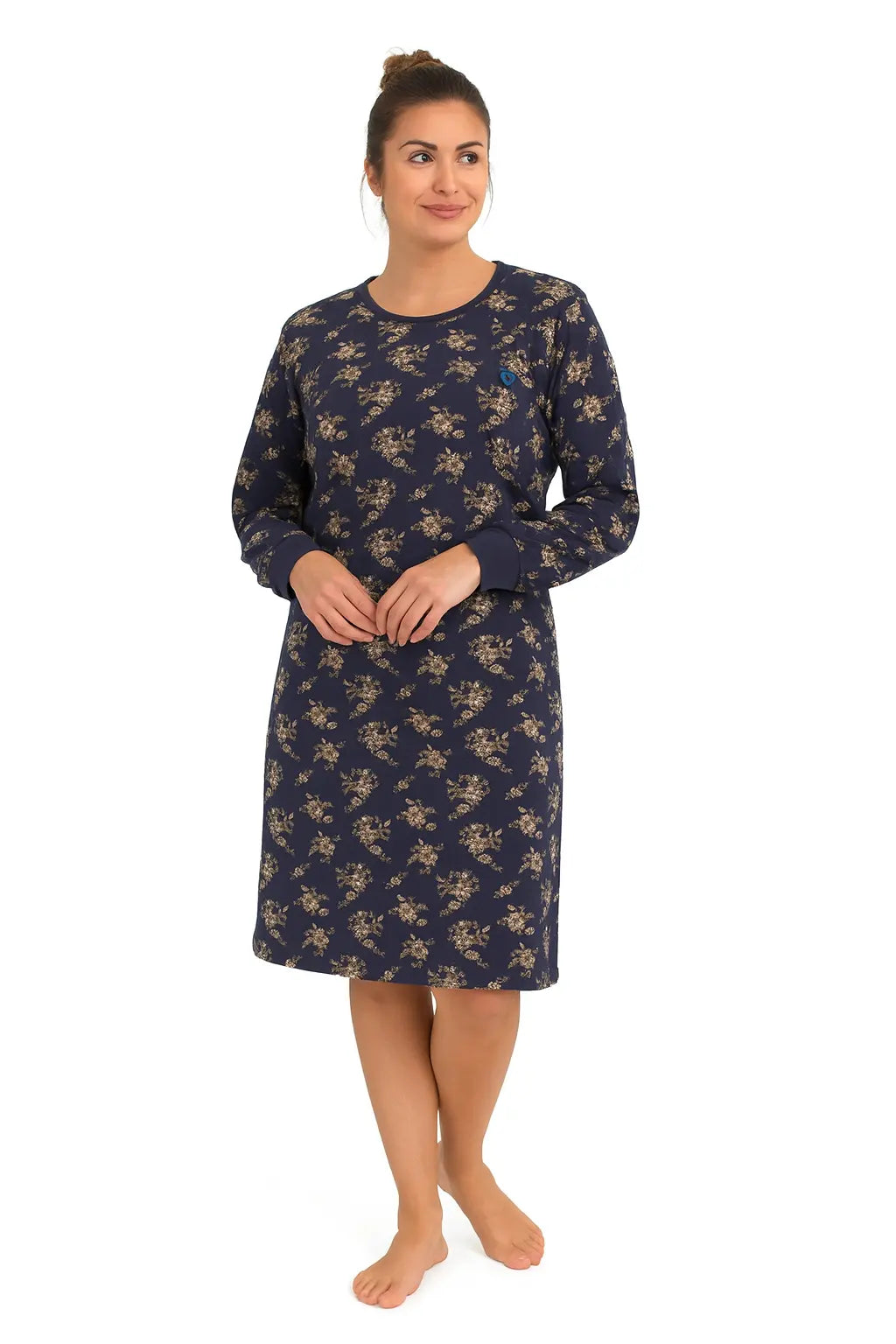 Jorn Cocks Medaillon dames nachthemd lange mouw - Dark Blue