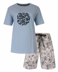 Jorn Cocks Medaillon dames shortama katoen - "Grey Flower"