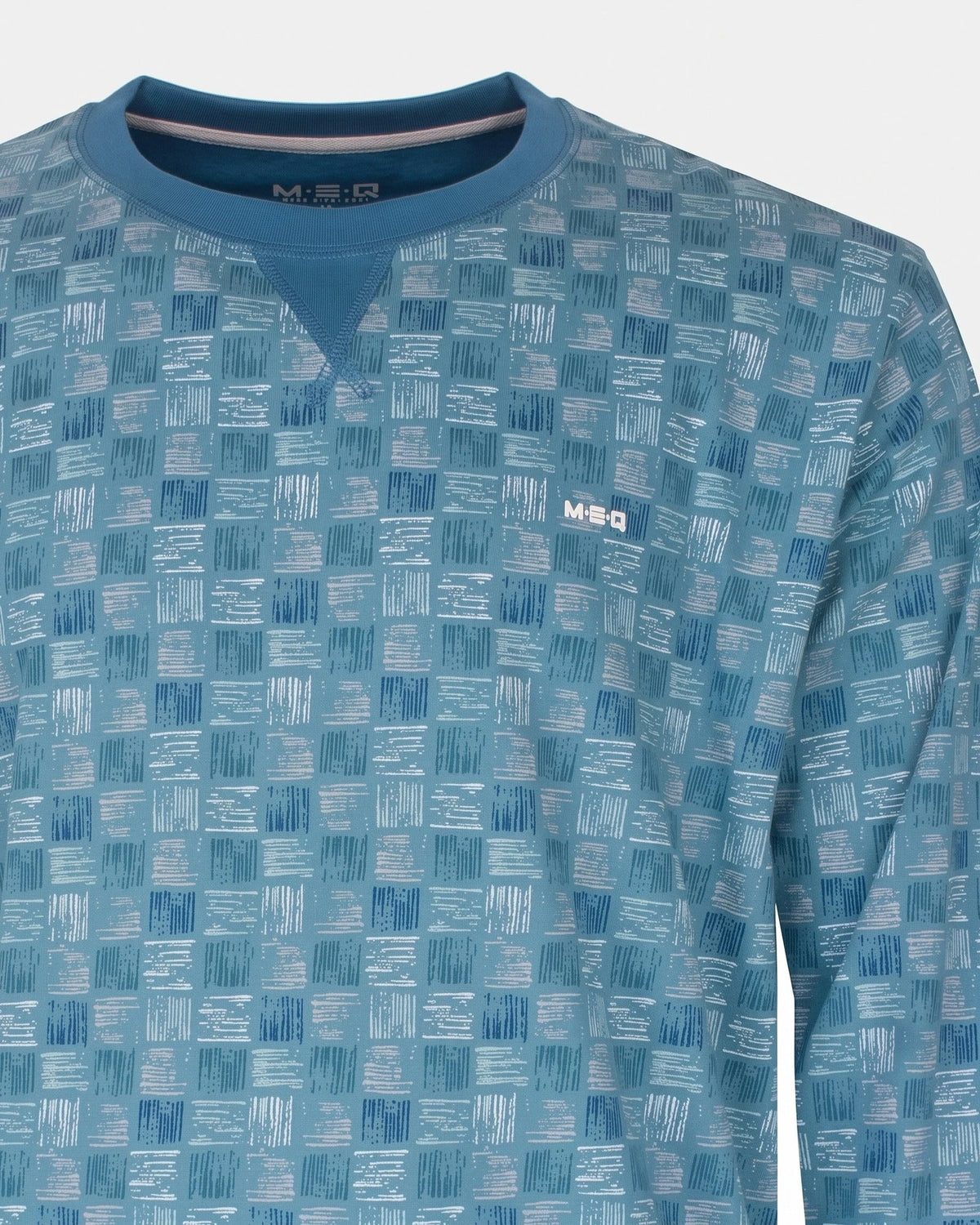 Jorn Cocks M.E.Q. Heren pyjama lange mouwen katoen - Aqua Squares