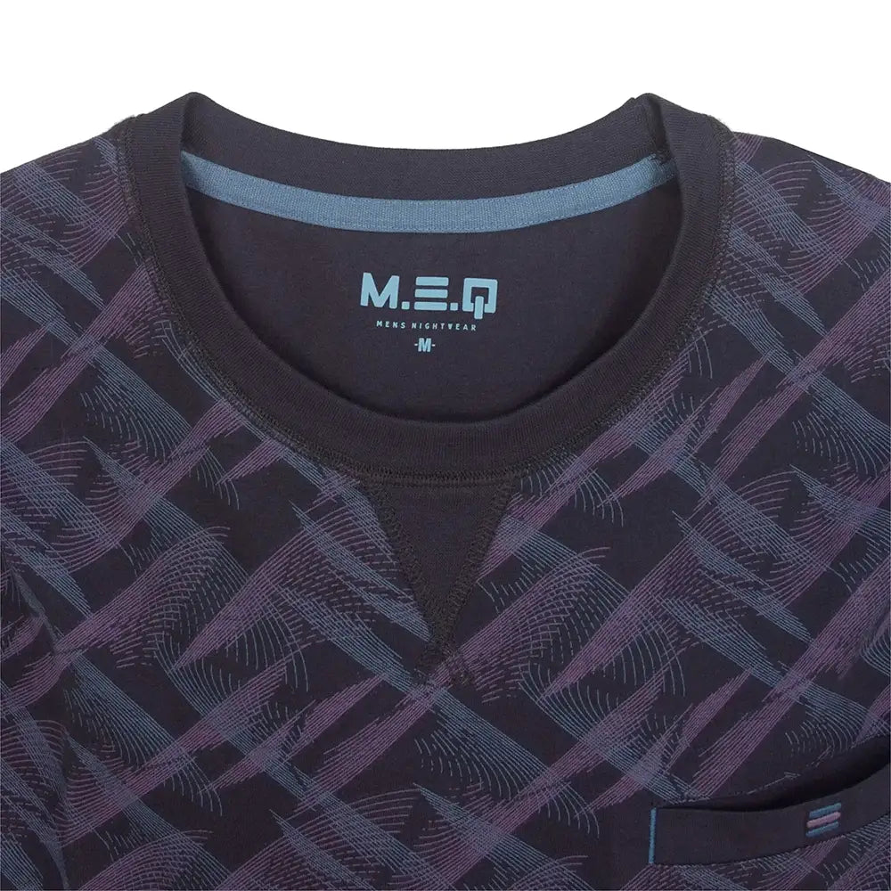 Jorn Cocks M.E.Q. Heren pyjama lange mouwen katoen - Blue monogram