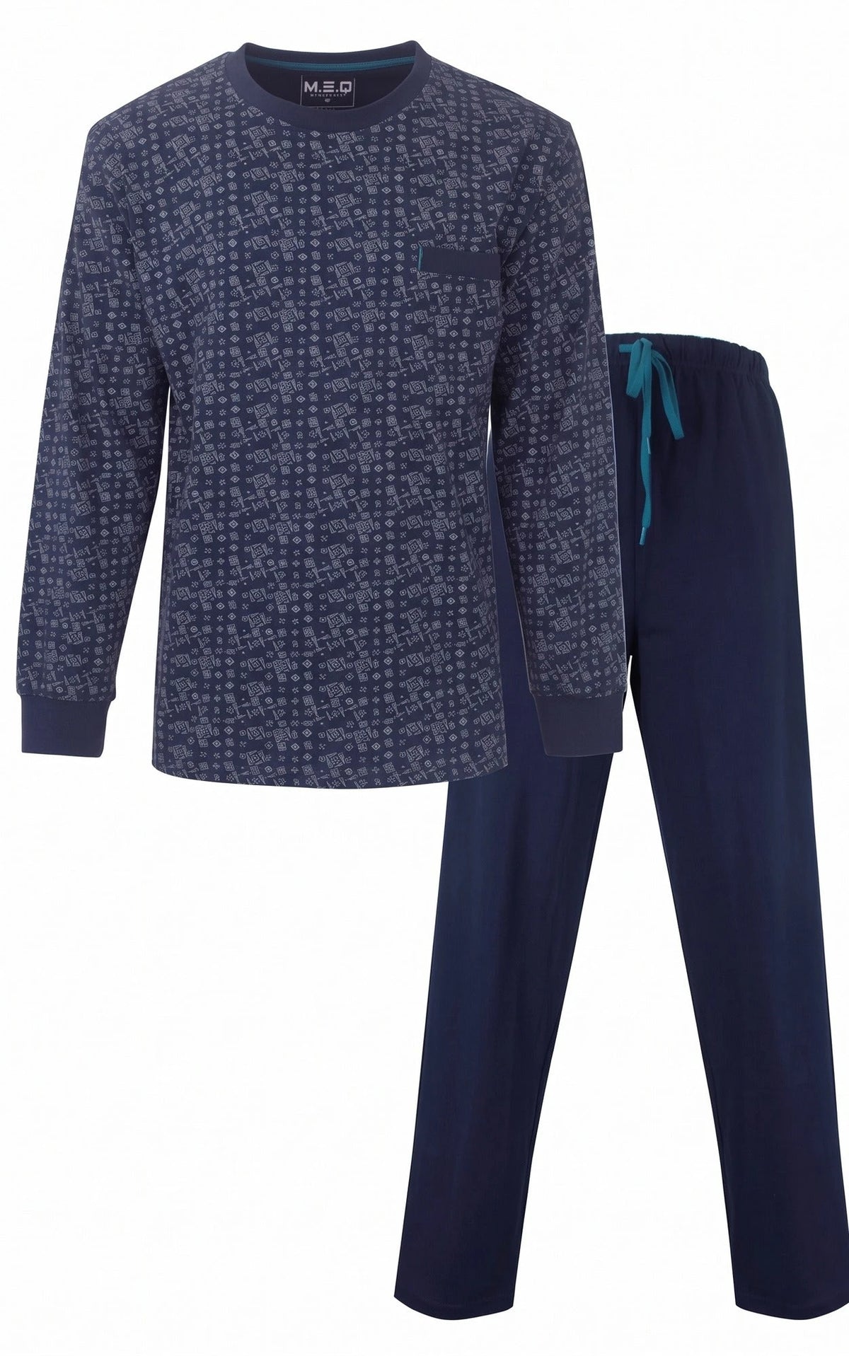Jorn Cocks M.E.Q. Heren pyjama lange mouwen katoen - Dark Blue