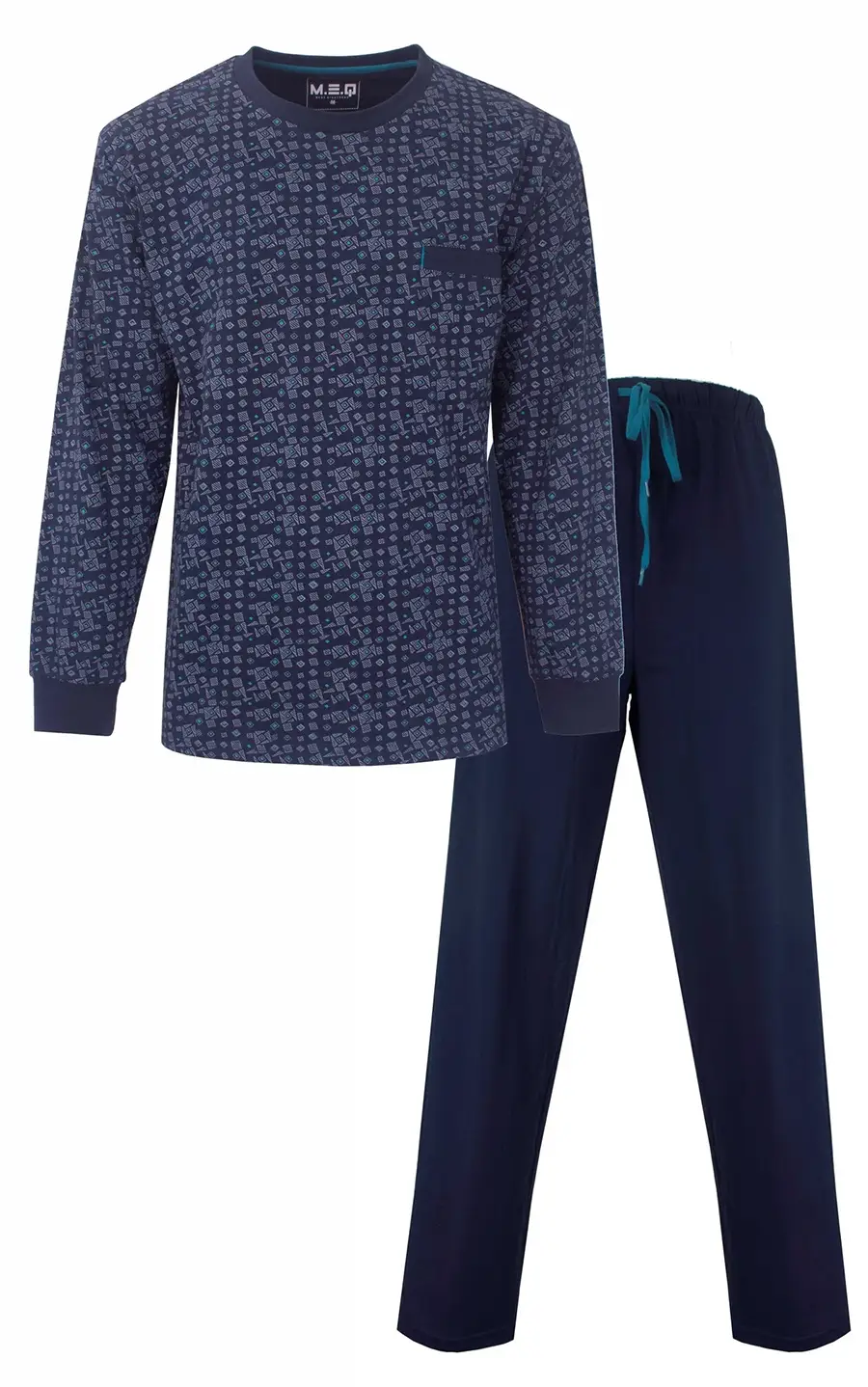 Jorn Cocks M.E.Q. Heren pyjama lange mouwen katoen - Dark Blue