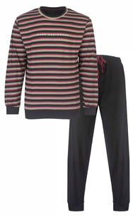 Jorn Cocks M.E.Q. Heren pyjama lange mouwen katoen - Grey stripe