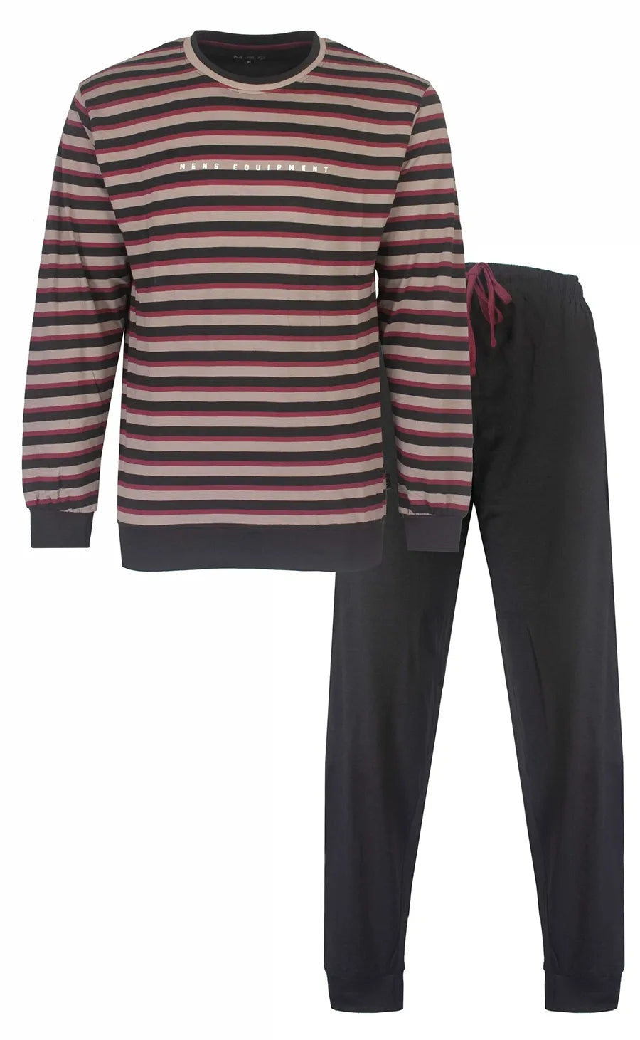 Jorn Cocks M.E.Q. Heren pyjama lange mouwen katoen - Grey stripe