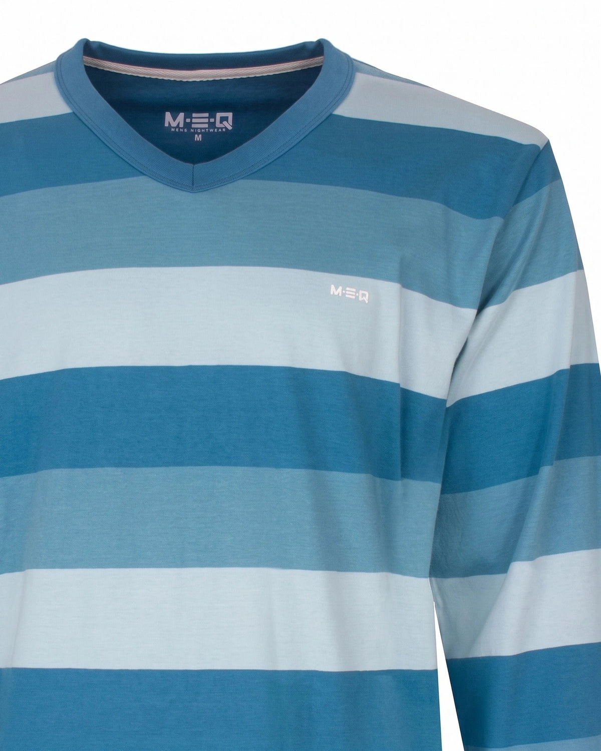 Jorn Cocks M.E.Q. Heren pyjama lange mouwen katoen V-hals - Aqua blue