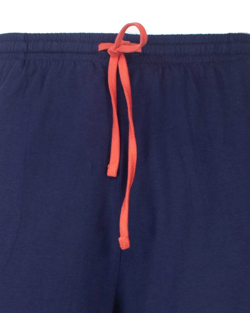 Jorn Cocks M.E.Q. Heren pyjama lange mouwen katoen V-hals - Blue logo