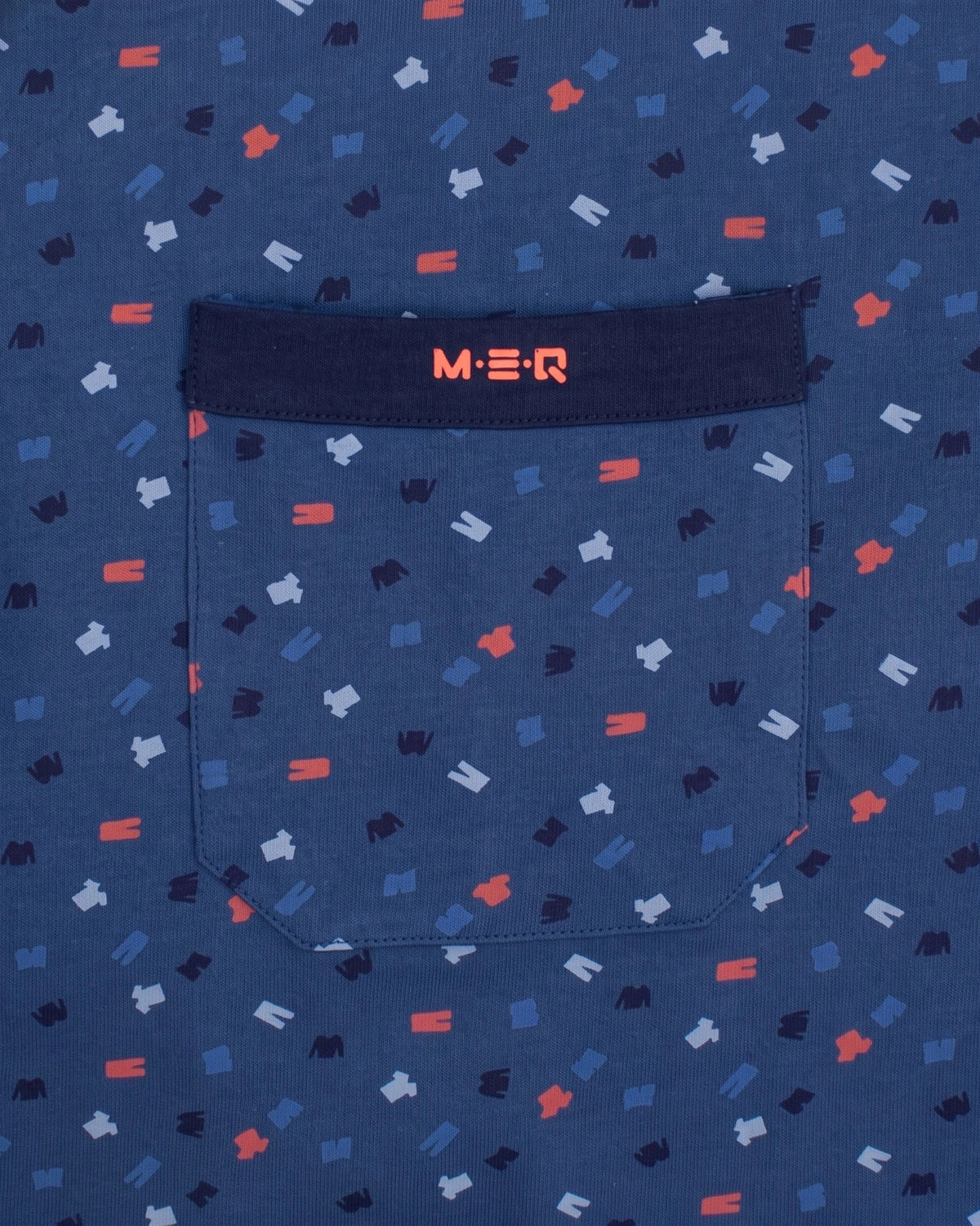 Jorn Cocks M.E.Q. Heren pyjama lange mouwen katoen V-hals - Blue logo