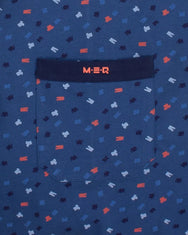 Jorn Cocks M.E.Q. Heren pyjama lange mouwen katoen V-hals - Blue logo