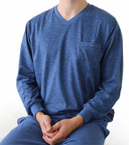 Jorn Cocks M.E.Q. Heren pyjama lange mouwen katoen - Winter blue