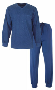 Jorn Cocks M.E.Q. Heren pyjama lange mouwen katoen - Winter blue