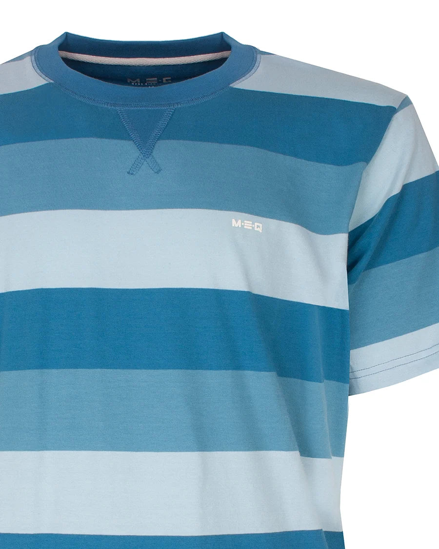 Jorn Cocks M.E.Q. Heren shortama katoen - Blue summer stripe
