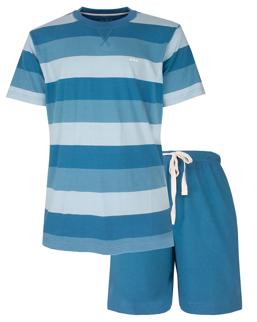 Jorn Cocks M.E.Q. Heren shortama katoen - Blue summer stripe