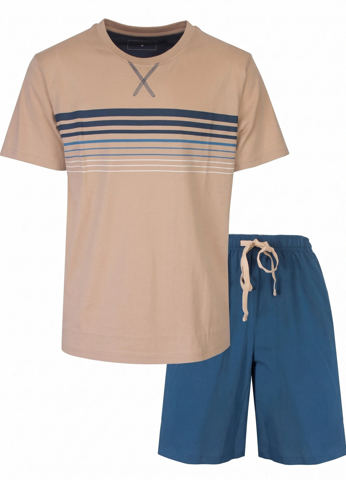 Jorn Cocks M.E.Q. Heren shortama katoen - ronde hals - Beige