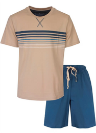 Jorn Cocks M.E.Q. Heren shortama katoen - ronde hals - Beige
