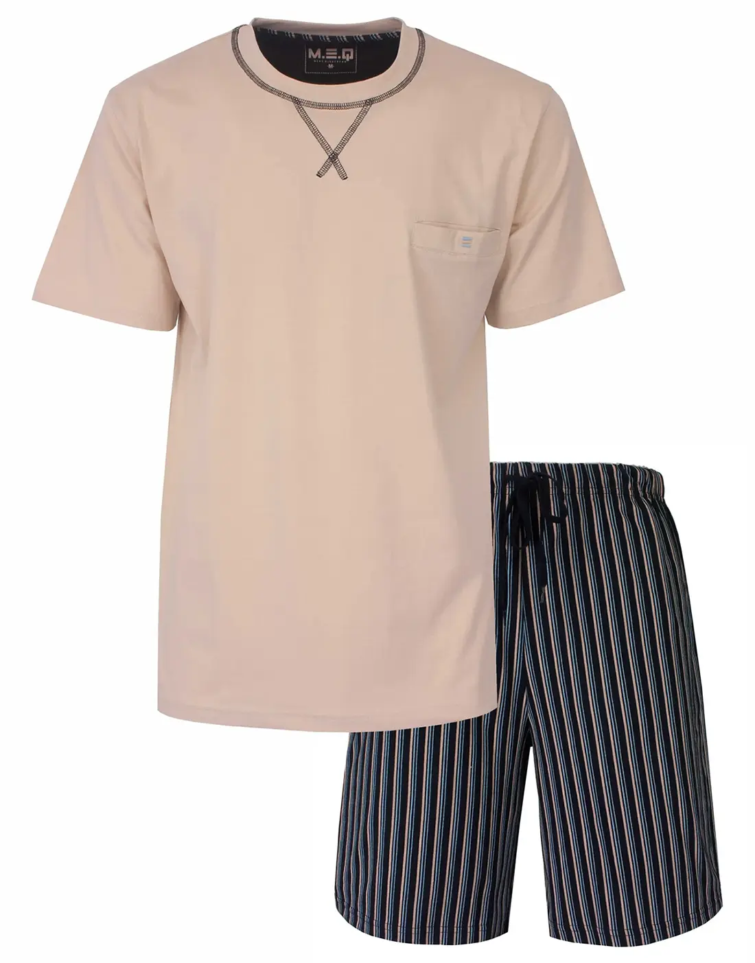 Jorn Cocks M.E.Q. Heren shortama - Katoen - ronde hals - Beige