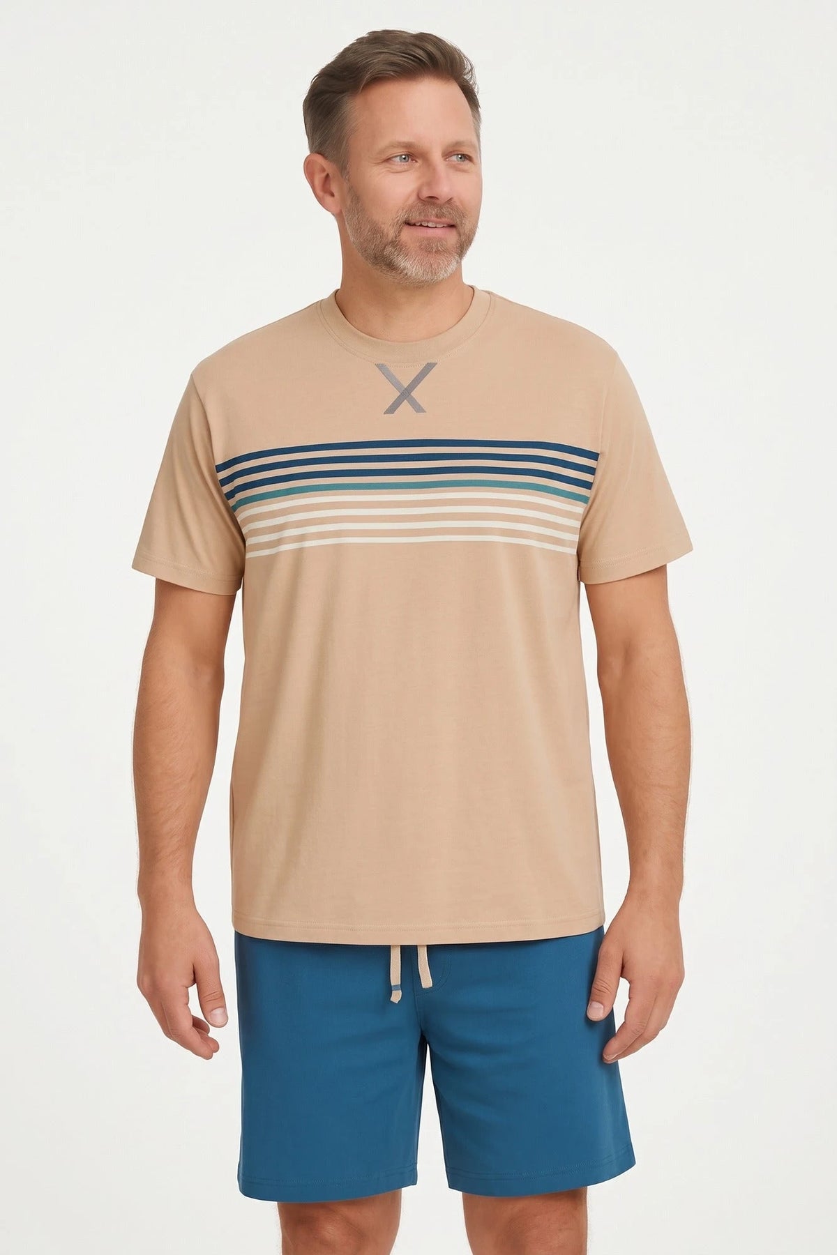 Jorn Cocks M.E.Q. Heren shortama katoen - ronde hals - Beige