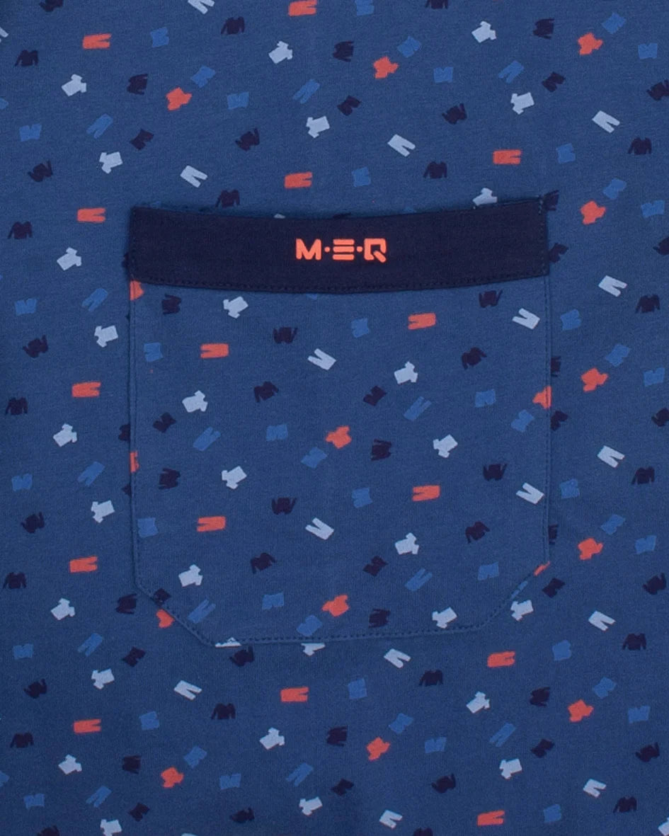 Jorn Cocks M.E.Q. Heren shortama katoen - V-hals - Blue logo