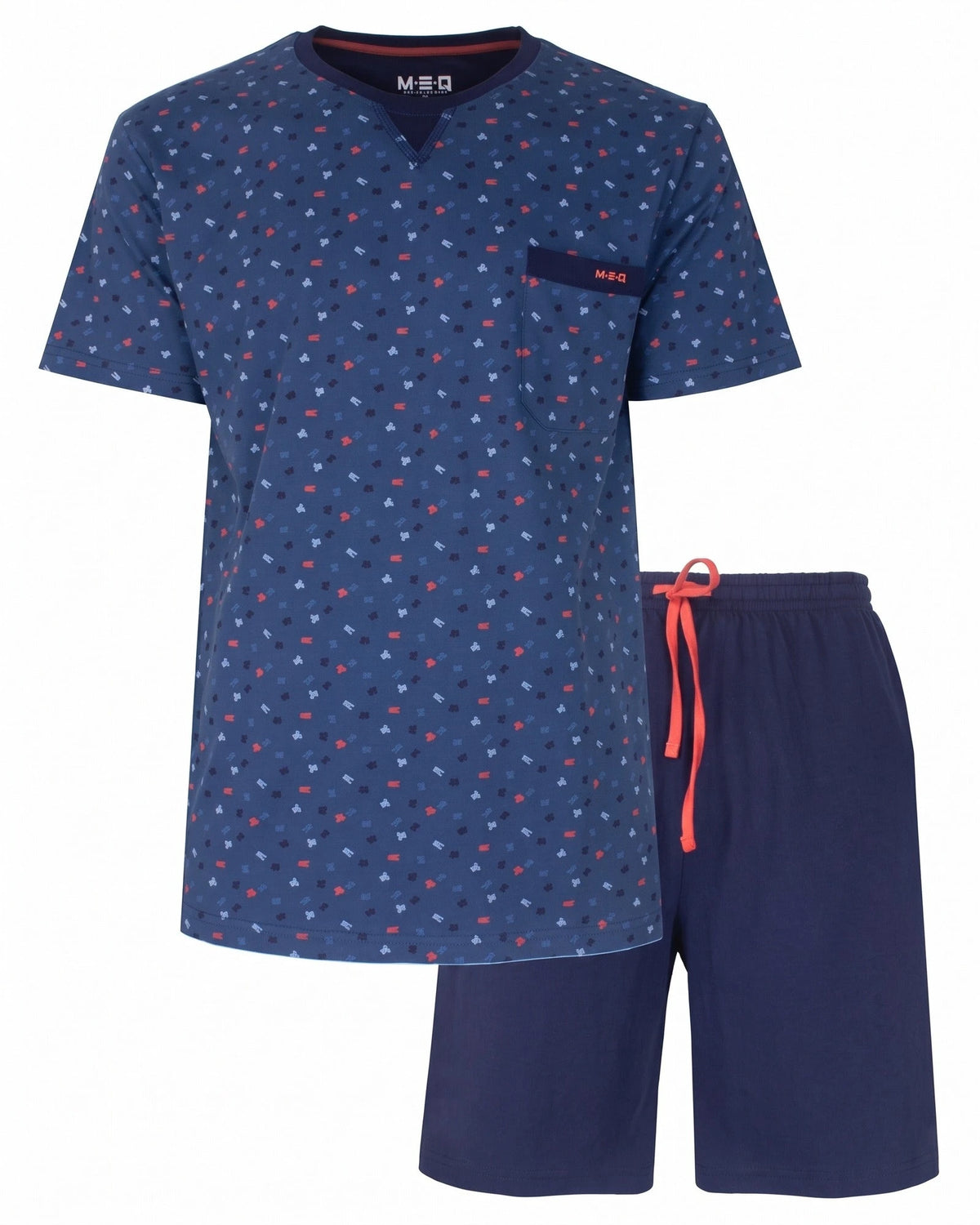 Jorn Cocks M.E.Q. Heren shortama katoen - V-hals - Blue logo