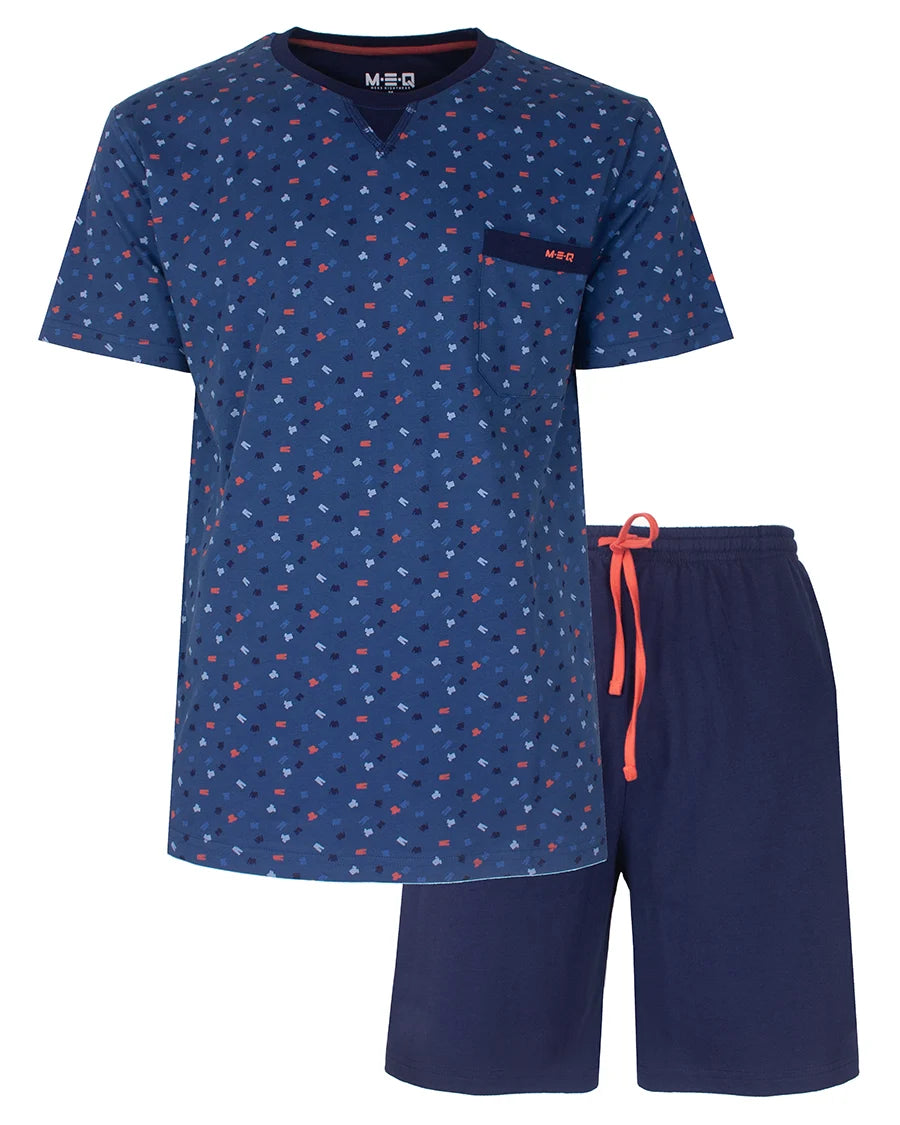Jorn Cocks M.E.Q. Heren shortama katoen - V-hals - Blue logo