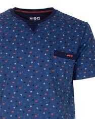 Jorn Cocks M.E.Q. Heren shortama katoen - V-hals - Blue logo