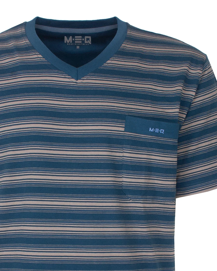 Jorn Cocks M.E.Q. Heren shortama katoen - V-hals - Blue Summer