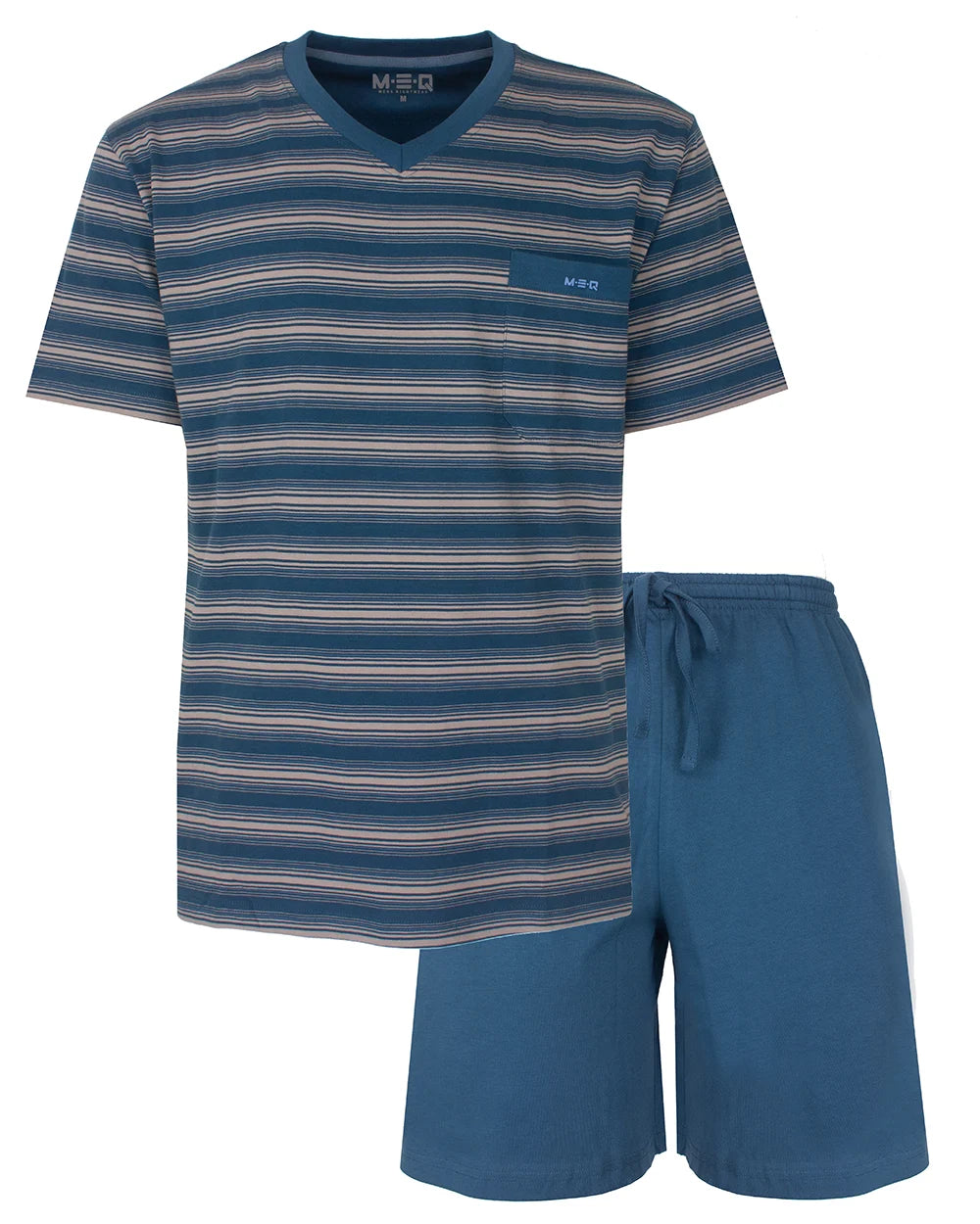 Jorn Cocks M.E.Q. Heren shortama katoen - V-hals - Blue Summer