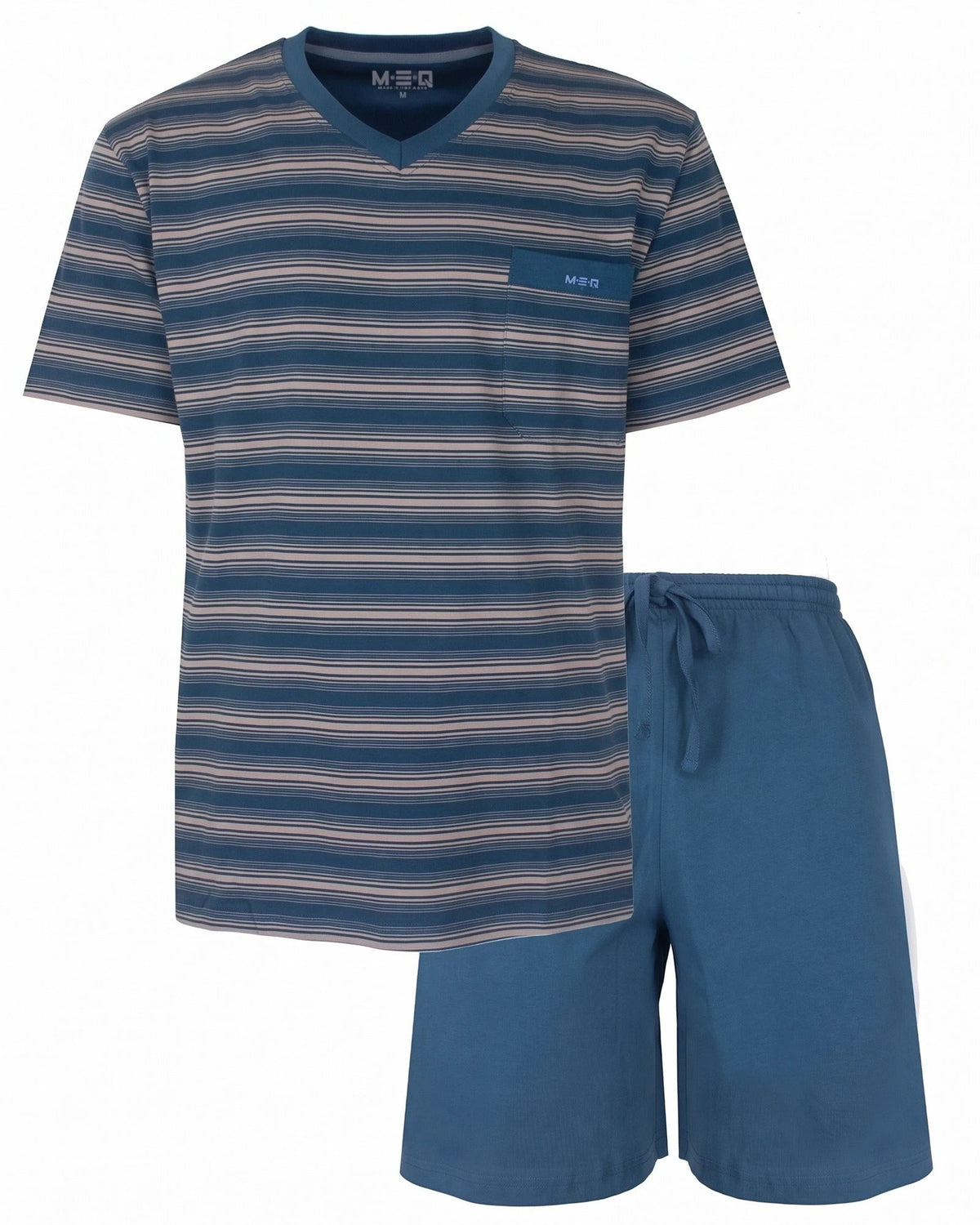 Jorn Cocks M.E.Q. Heren shortama katoen - V-hals - Blue Summer