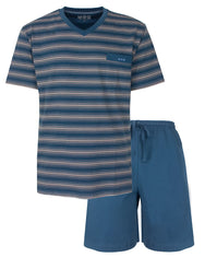 Jorn Cocks M.E.Q. Heren shortama katoen - V-hals - Blue Summer