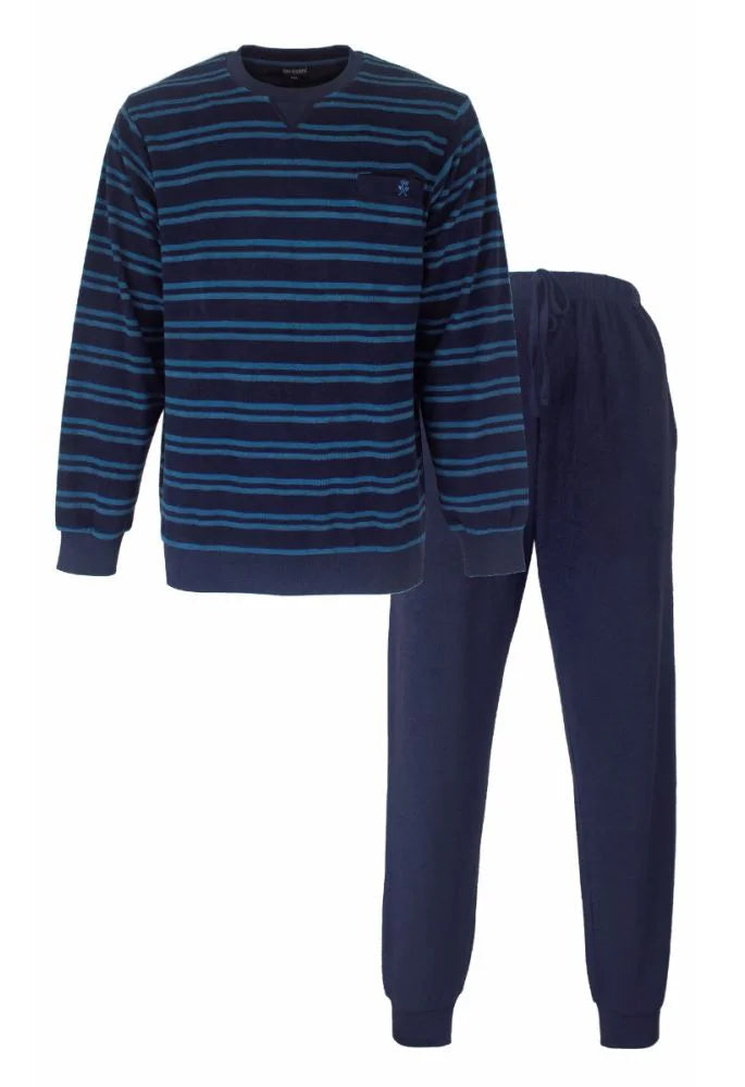 Jorn Cocks Paul Hopkins Badstof pyjama heren - Blue Stripe