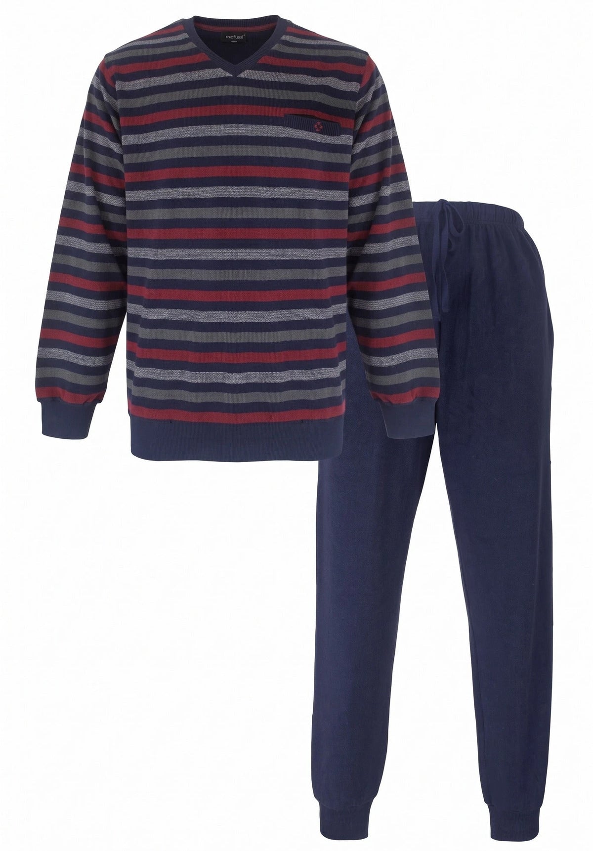 Jorn Cocks Paul Hopkins Badstof pyjama heren V-hals - Winter Blue