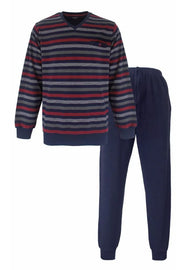 Jorn Cocks Paul Hopkins Badstof pyjama heren V-hals - Winter Blue