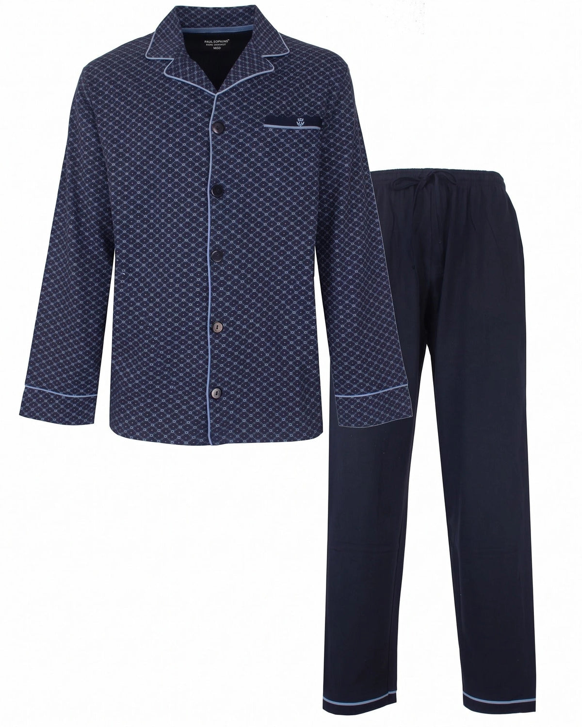 Jorn Cocks Paul Hopkins heren pyjama doorknoop - Knoopsluiting - Darkblue