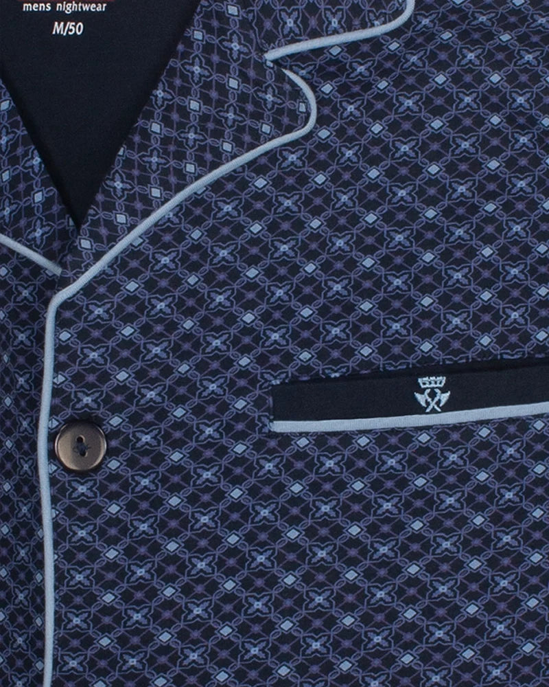 Jorn Cocks Paul Hopkins heren pyjama doorknoop - Knoopsluiting - Darkblue