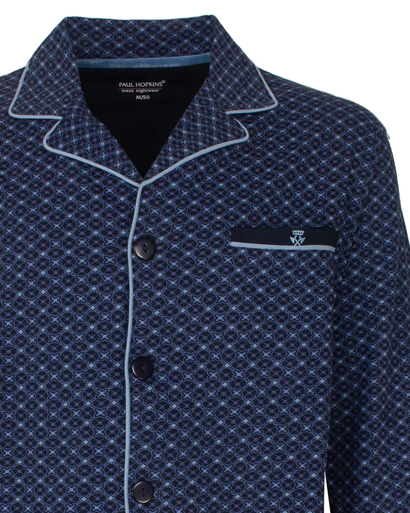 Jorn Cocks Paul Hopkins heren pyjama doorknoop - Knoopsluiting - Darkblue