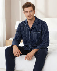 Jorn Cocks Paul Hopkins heren pyjama doorknoop - Knoopsluiting - Darkblue