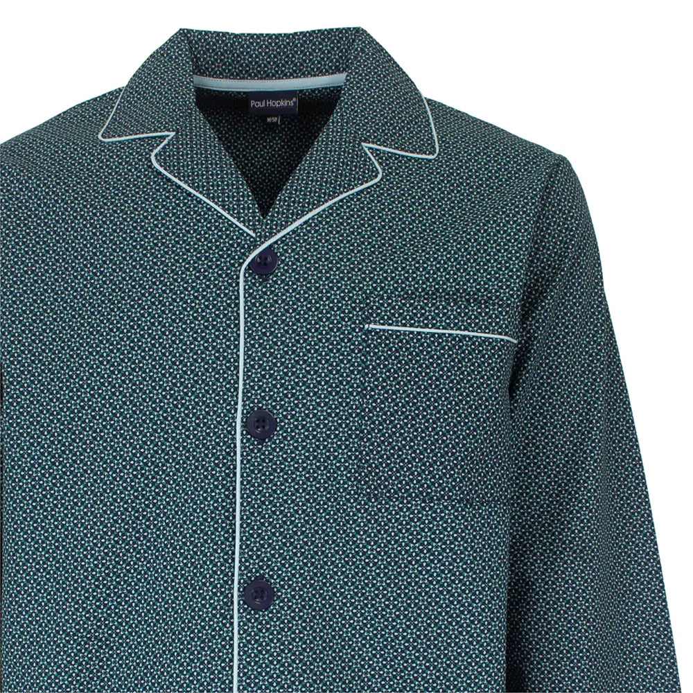 Jorn Cocks Paul Hopkins heren pyjama doorknoop - Knoopsluiting - Petrol