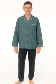 Jorn Cocks Paul Hopkins heren pyjama doorknoop - Knoopsluiting - Petrol