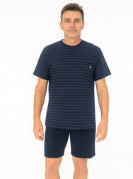 Jorn Cocks Paul Hopkins Heren shortama Knoopsluiting - Katoen - Donkerblauw