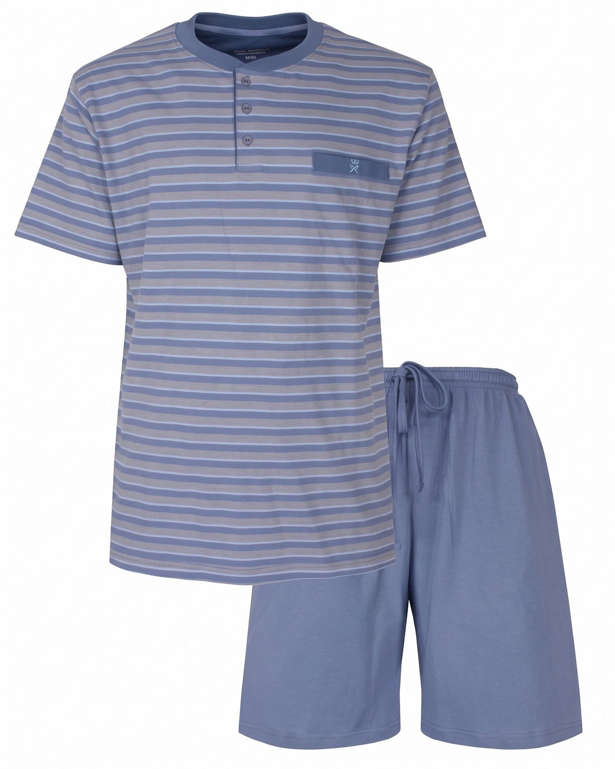 Jorn Cocks Paul Hopkins Heren shortama Knoopsluiting - Light Blue Summer