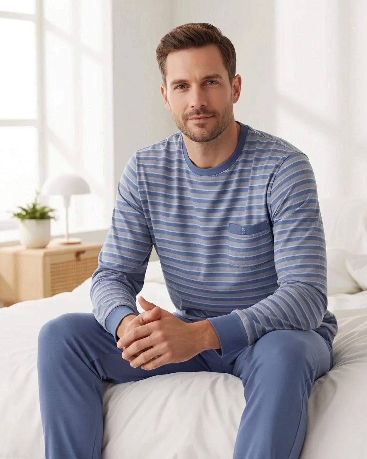 Jorn Cocks Paul Hopkins pyjama heren lange mouw - blauw/grijs