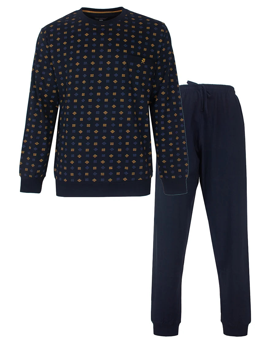 Jorn Cocks Paul Hopkins pyjama heren lange mouw - Blue inca