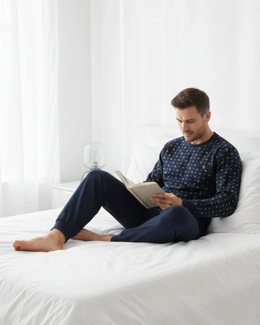 Jorn Cocks Paul Hopkins pyjama heren lange mouw - Blue inca